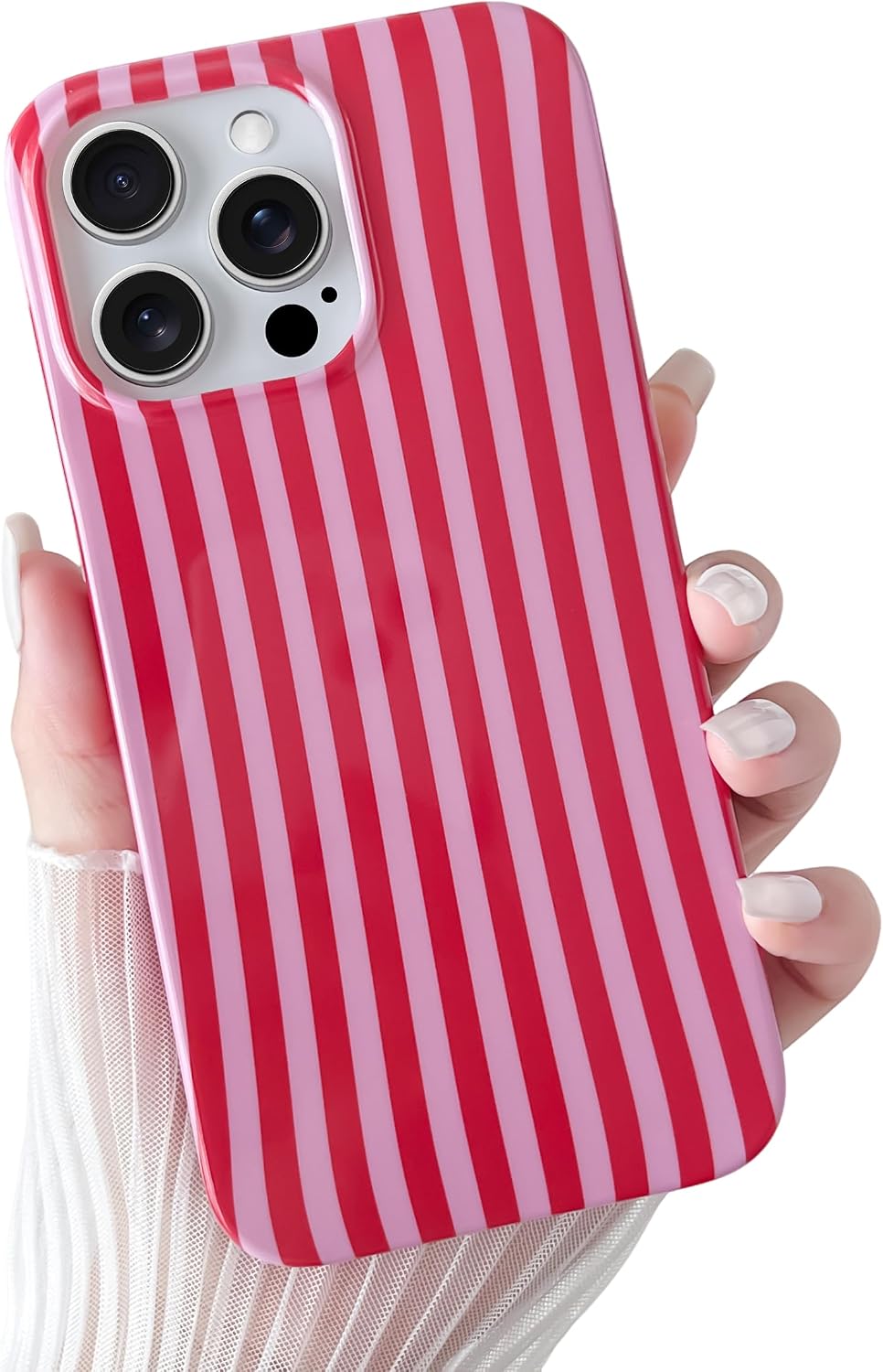 Yeddabox for iPhone 17 Pro Max Case Cute Striped Phone Case Soft TPU Slim Shockproof Phone Cover for Women Girls, Pink
