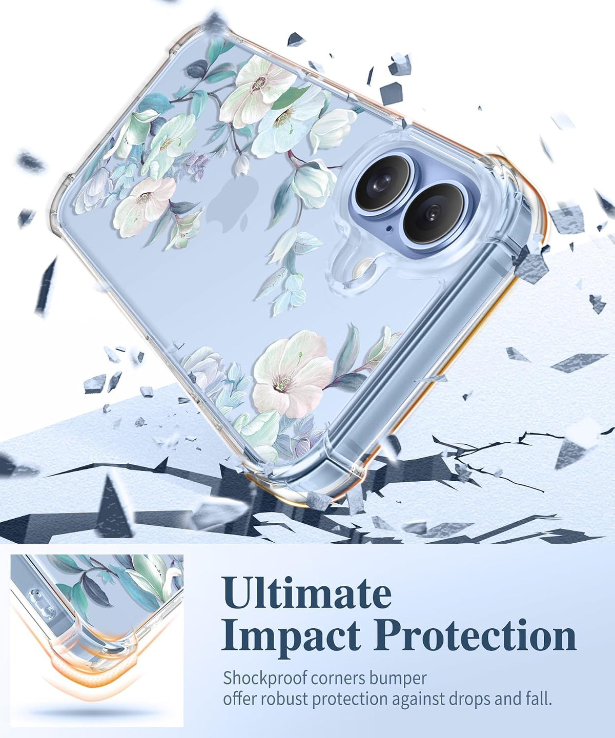GVIEWIN for iPhone 17 Case Floral Clear Slim Women
