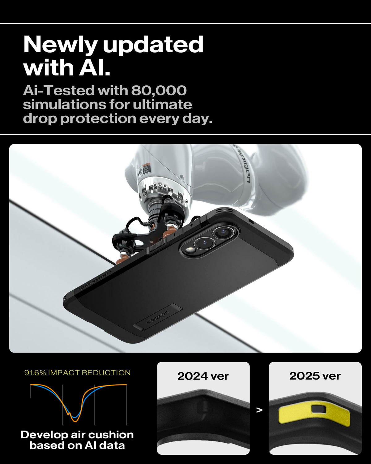 Spigen for Galaxy S26 Case, Tough Armor MagFit [Kickstand] [Compatible with MagSafe] [Military-Grade Protection] - Black