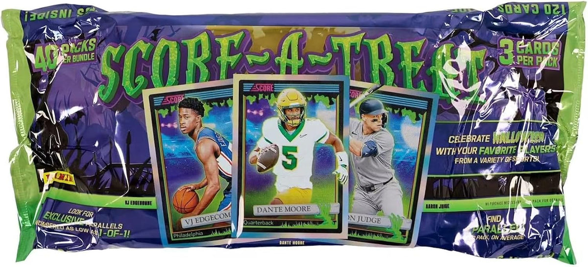 2026 Panini Score A Treat Multi Sport Halloween Treat Packs – Trick-or-Treat Candy Alternative – Contains 120 Mixed Limited Edition Basketball, Football, Baseball and Martial Arts Cards for Kids