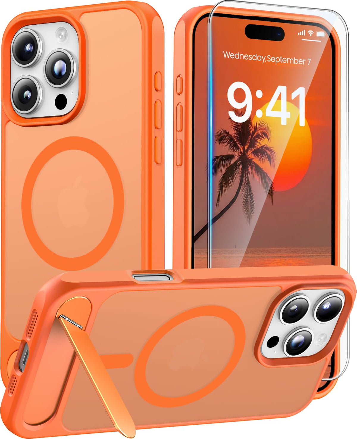 Magnetic for iPhone 16 Pro Case with Stand, Clear Matte