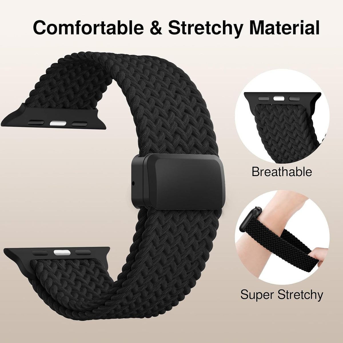 Braided Stretchy Magnetic Sport Band for Apple Watch Bands for Women Men