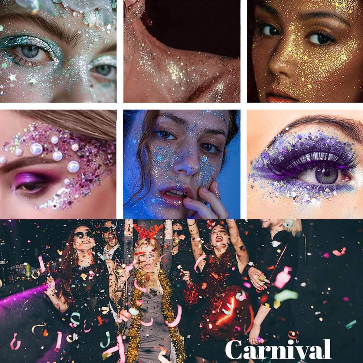 Mysense Red Face Hair Body Glitter Stick,Halloween Cosplay Sparkling Sequins Chunky Glitter Makeup,Festival Rave Concert Outfit Accessories for Women Girls Kids