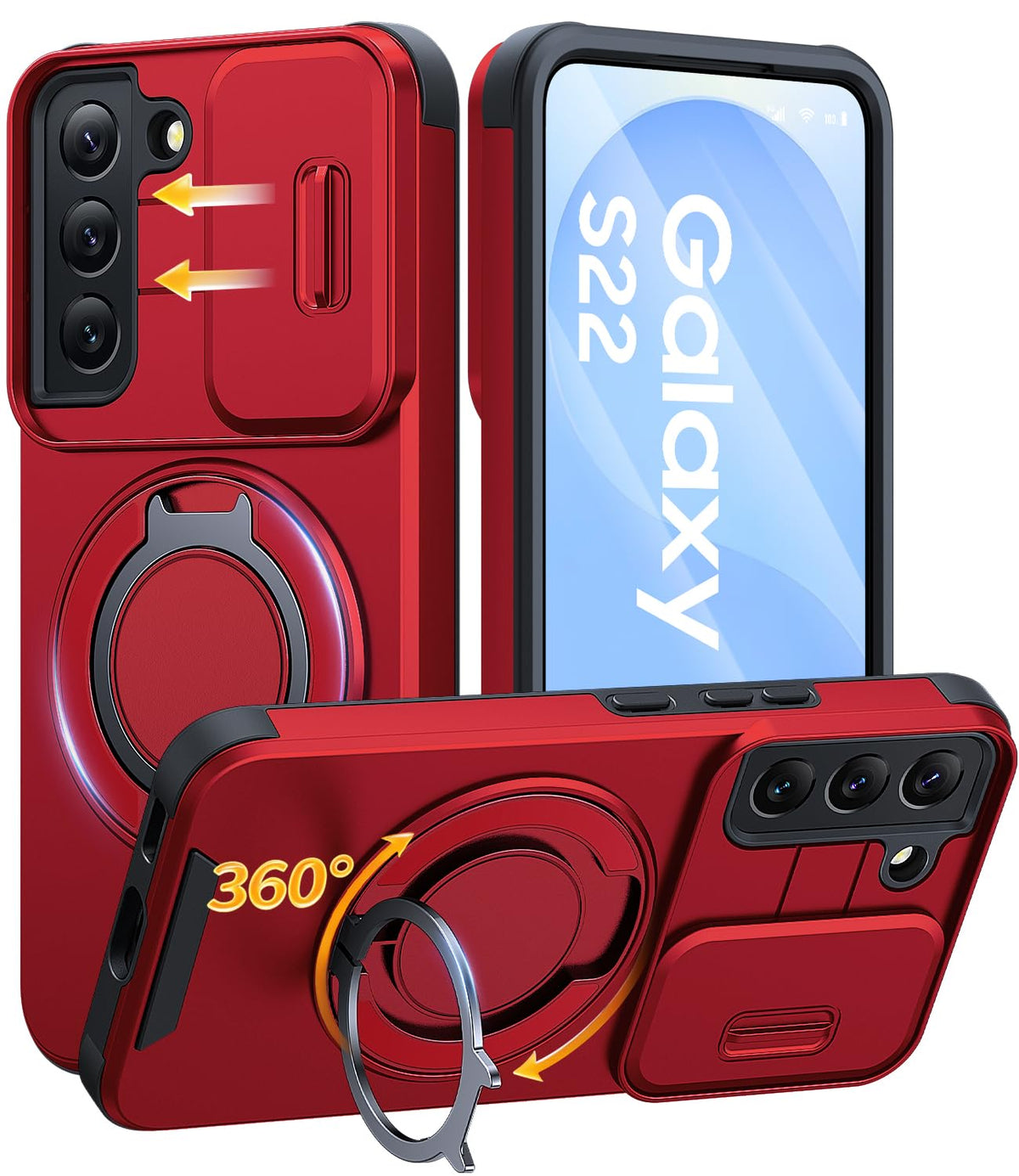 JAME for Samsung Galaxy S26 Case with Ring Stand & Slide Camera Cover
