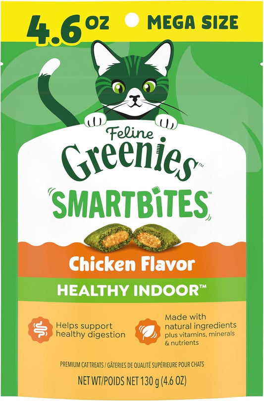 Greenies Feline Smartbites Healthy Indoor Cat Treats, Chicken, 4.6 oz