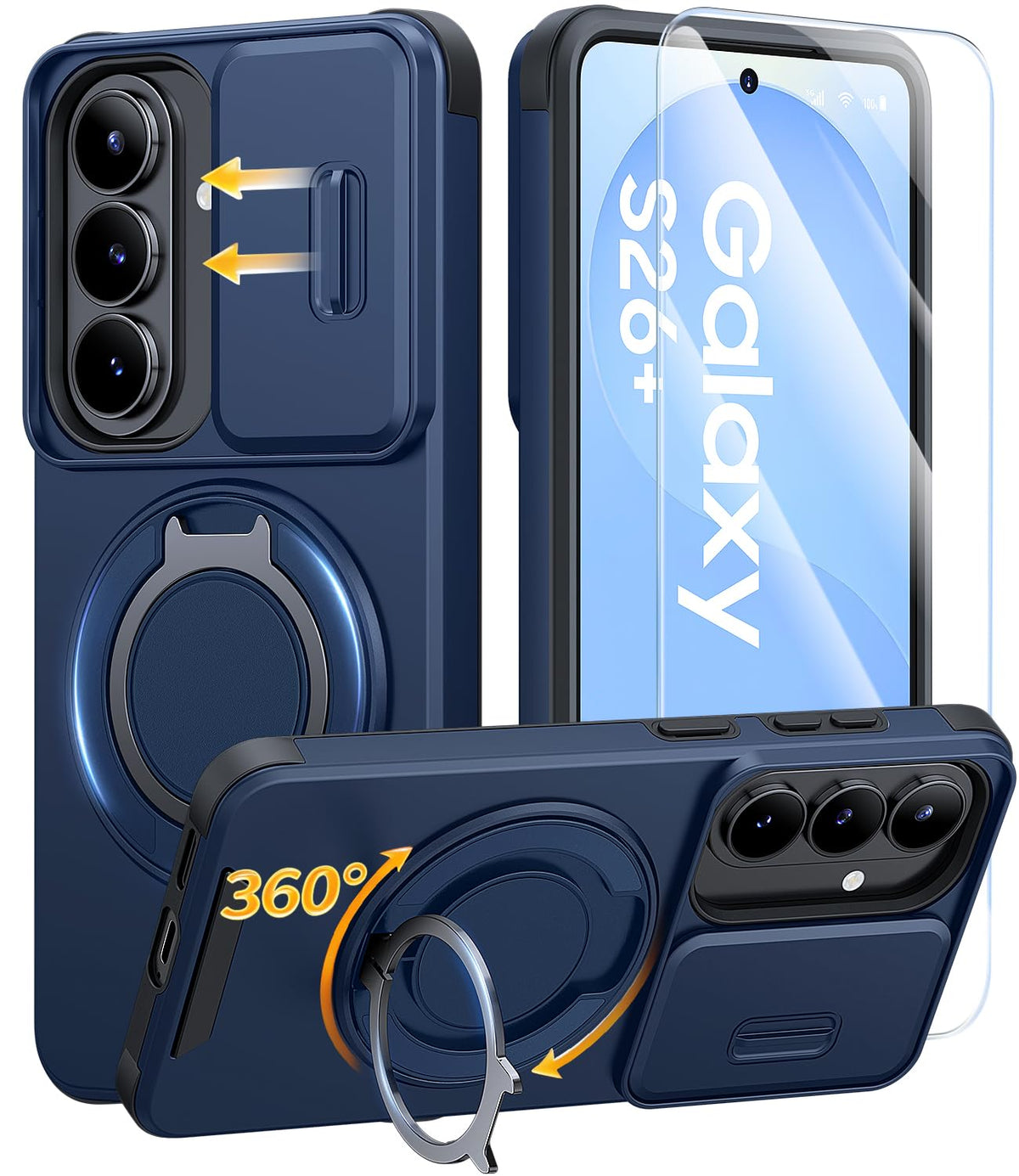 JAME for Samsung Galaxy S26 Case with Ring Stand & Slide Camera Cover