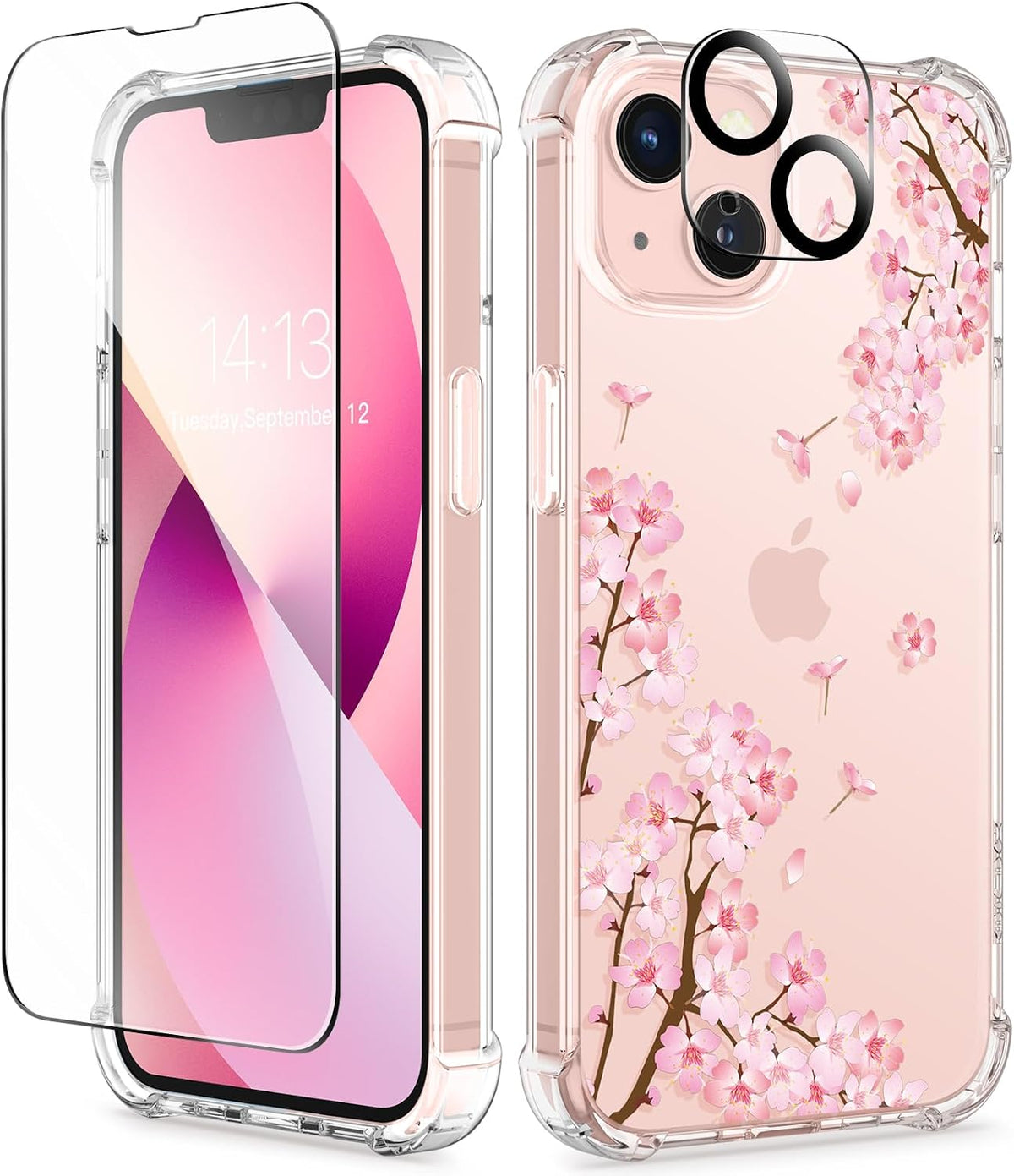 GVIEWIN for iPhone 11 Case Floral, Screen Protector & Camera Lens Protector