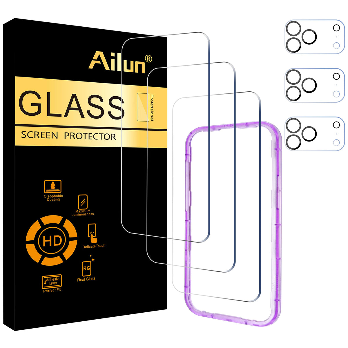 Ailun Screen Protector + Camera Lens Protector for iPhone 16 Pro Max