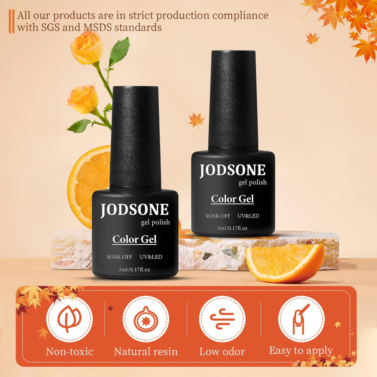 JODSONE 23 PCS Gel Nail Polish Set with Base Glossy and Matte Top Coat Multicolored Gel Nail Long Lasting Suitable for All Seasons