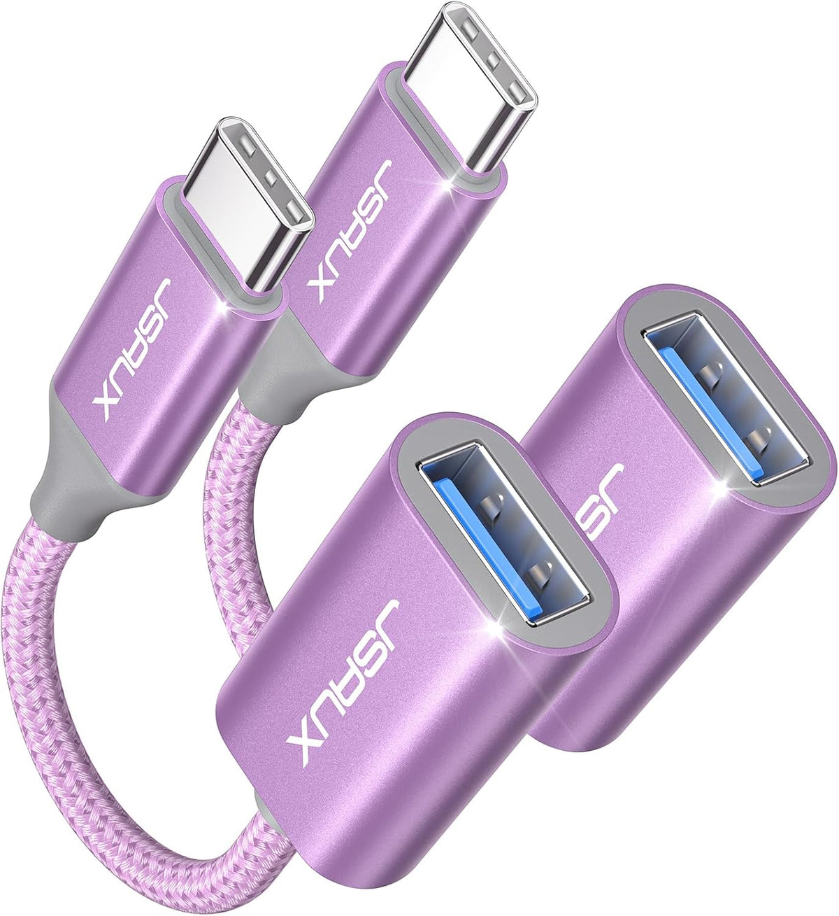 JSAUX USB C to USB 3.0 Adapter [2 Pack], USB C Male to USB Female OTG Cable Adapter Compatible with MacBook Pro/Air, iPhone 18 Pro Max/iPhone Duo‌/Air/17/16/15 Series, Samsung Galaxy S26/S25/S24/S23