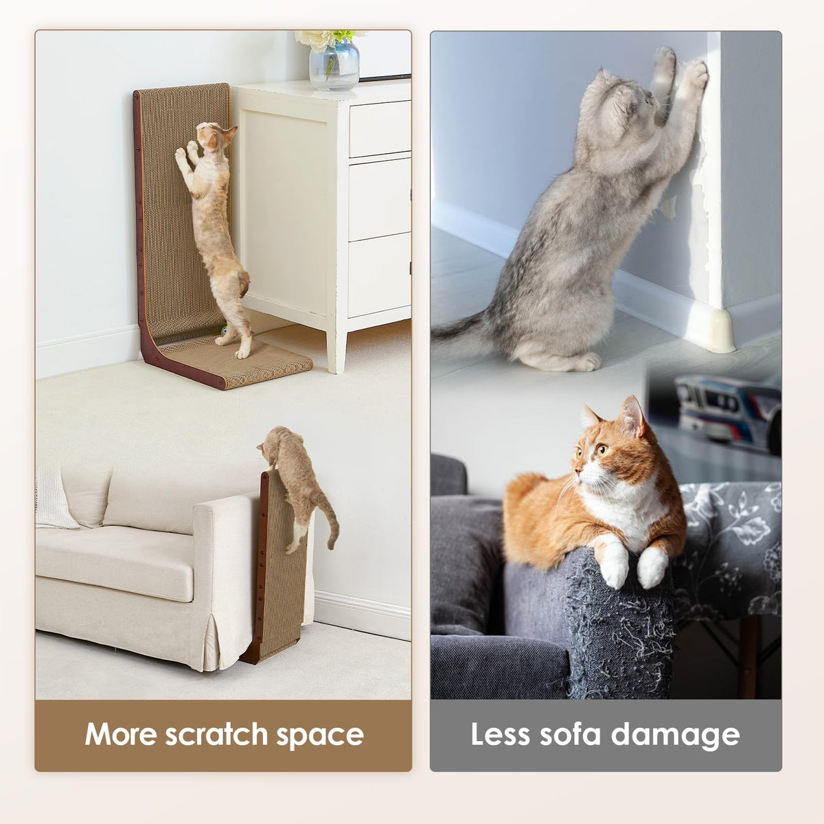 EHEYCIGA Cardboard Cat Scratcher for Indoor Cats, 26.8 Inch, Brown
