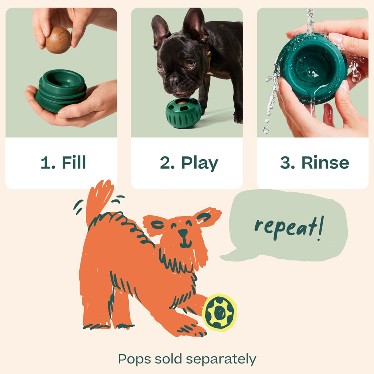 WOOF Pupsicle Interactive Dog Ball Toy for Dogs Large 25-75 lbs - Pink