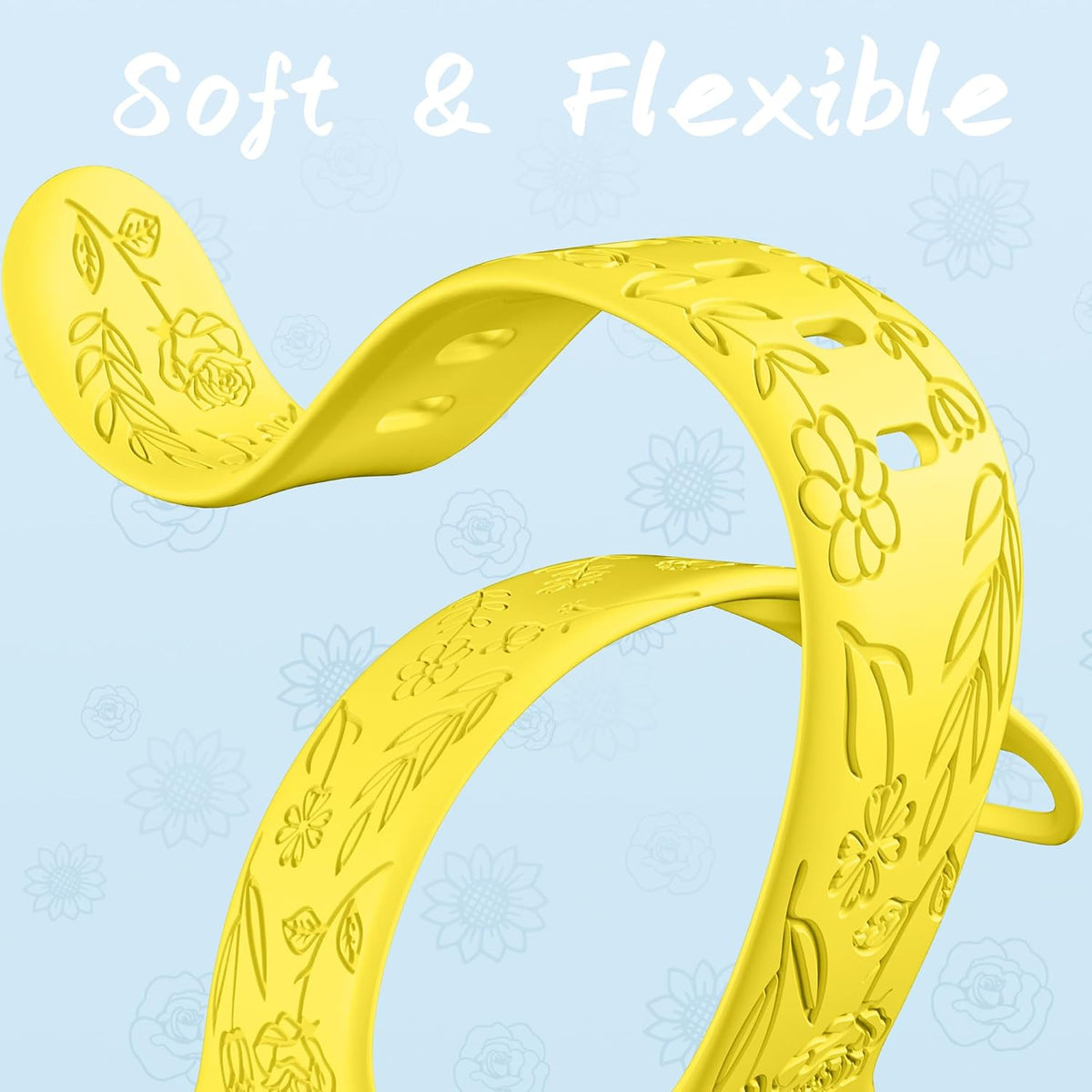 6 Pack Floral Engraved Bands Compatible with Apple Watch for Women