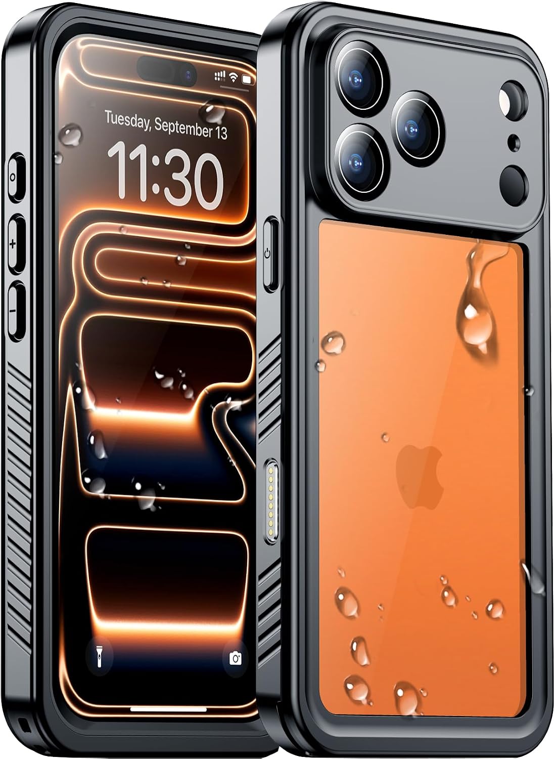 Temdan Compatible with iPhone 17 Pro Case,Waterproof Built-in Screen & Camera Protector IP68 Underwater Full Body 17FT Military Dropproof Shockproof Phone Case 6.3"-Blue/Clear