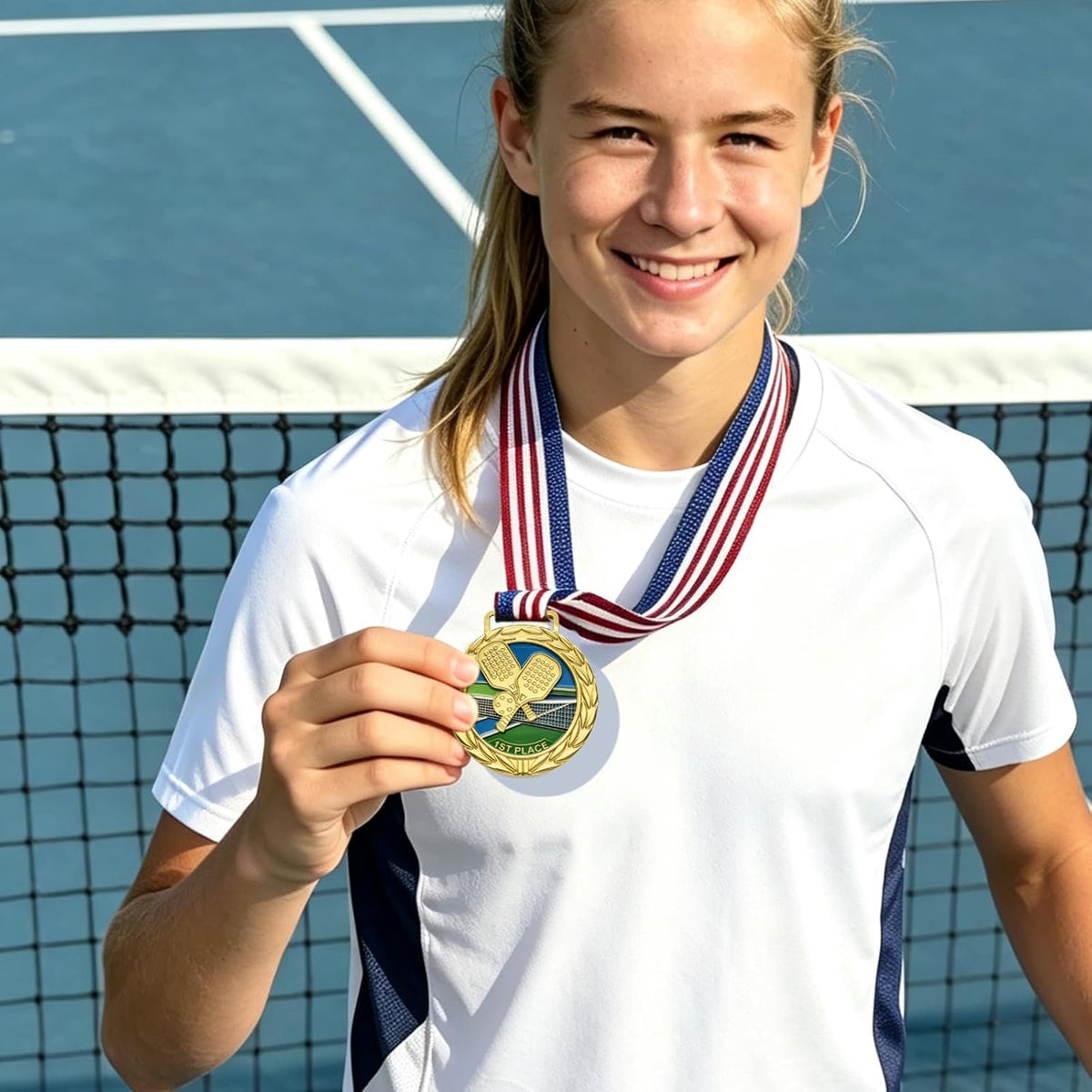 Donrime Pickleball Medals - 2.56 Inch 1st 2nd 3rd Place Award Medals with Ribbons Gold Silver Bronze Trophy for Kids Adults Award Prize Gift