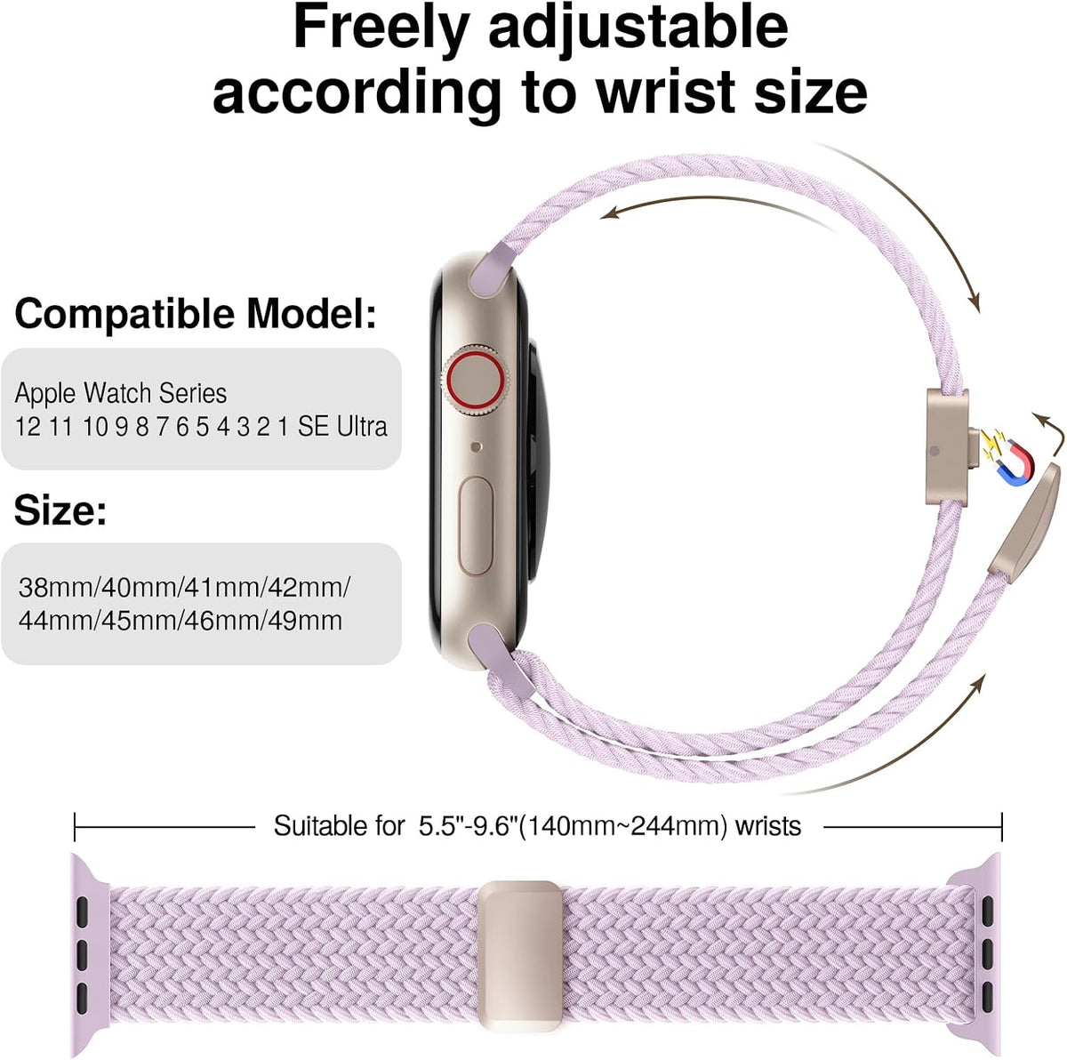 Braided Stretchy Magnetic Sport Band for Apple Watch Bands for Women Men