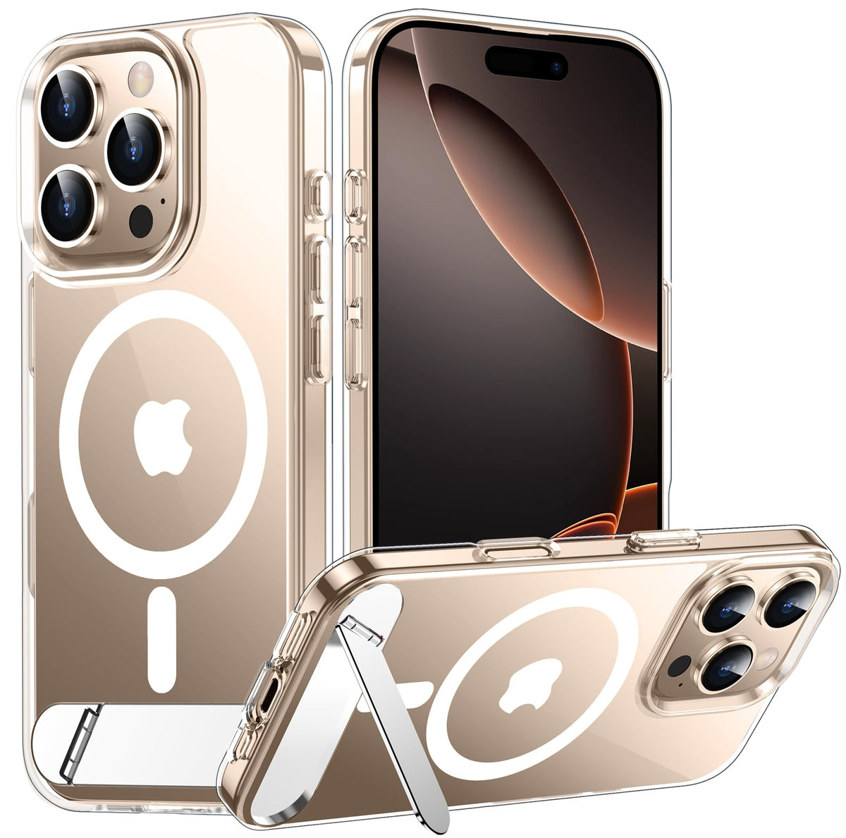 Temdan Magnetic Compatible with iPhone 16 Pro Max Case, [Built-in Invisible Kickstand][Compatible with MagSafe] [Military Grade Shockproof] Slim Translucent Matte Phone Case for iPhone 16 Pro Max 6.9"