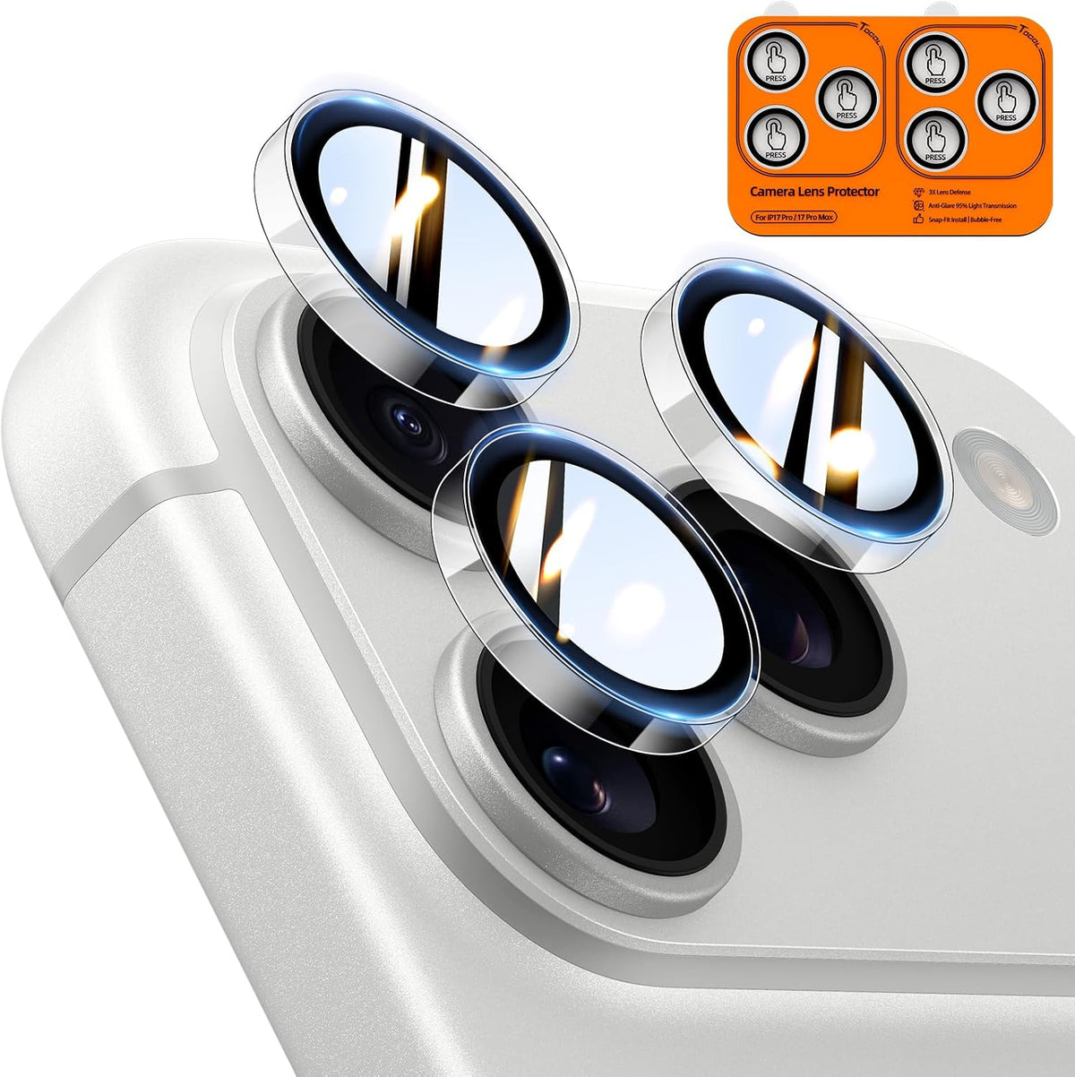 TOCOL for iPhone 16 Pro Max Camera Lens Protector/iPhone 16 Pro Camera Lens Protector Tempered Glass HD Individual Scratch Resistant Cover Accessories Case Friendly 2 Pack（Light Blue）