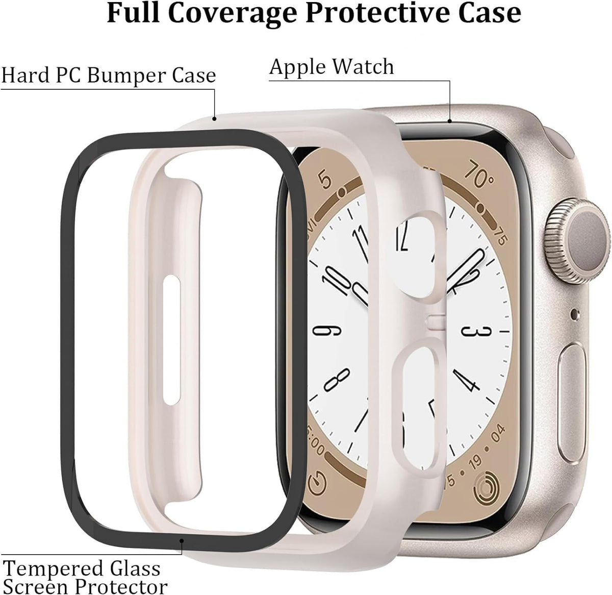 6-Pack Case with Screen Protector for Apple Watch Series 9/8/7 41mm