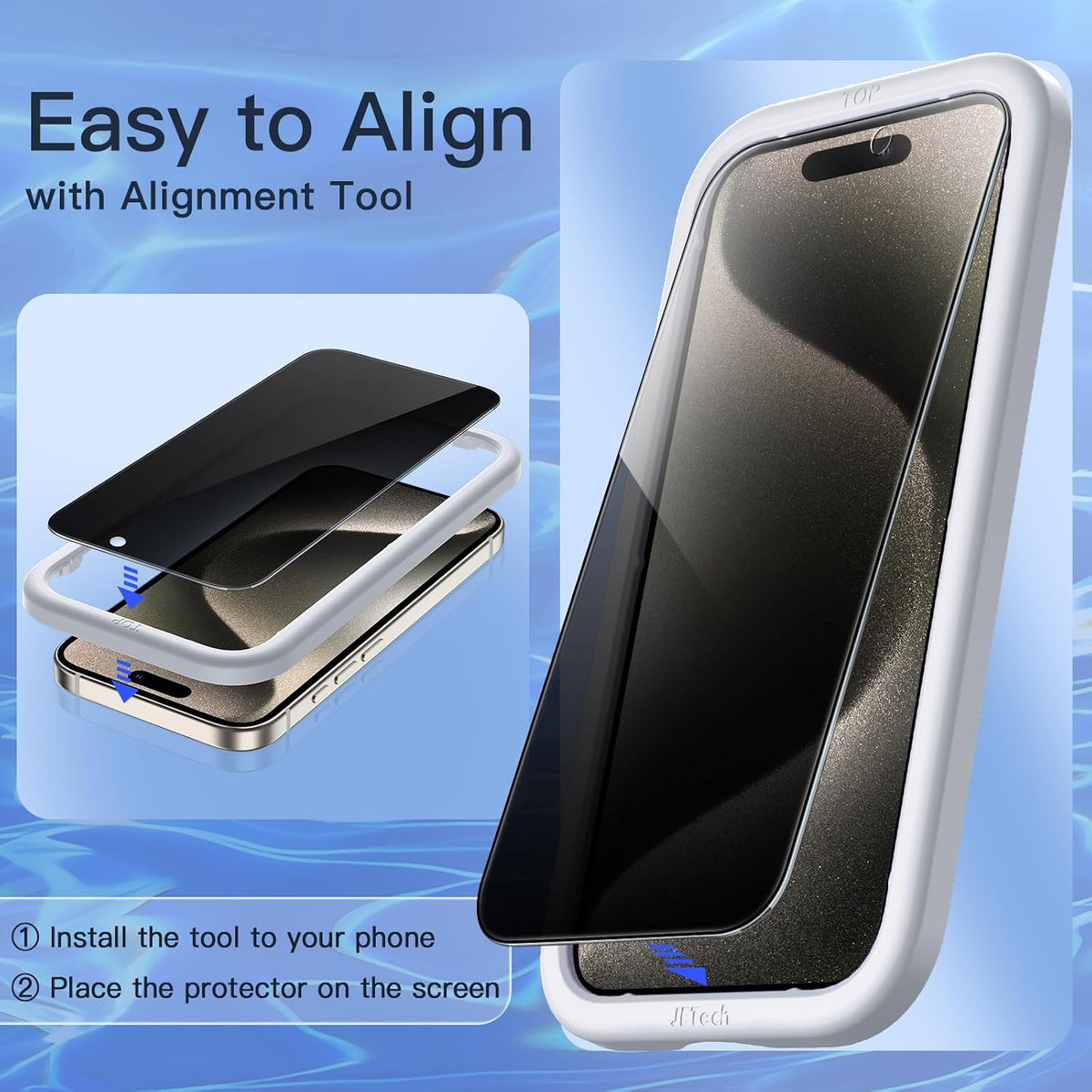 JETech Privacy Screen Protector for iPhone 16 Pro Max, 2-Pack