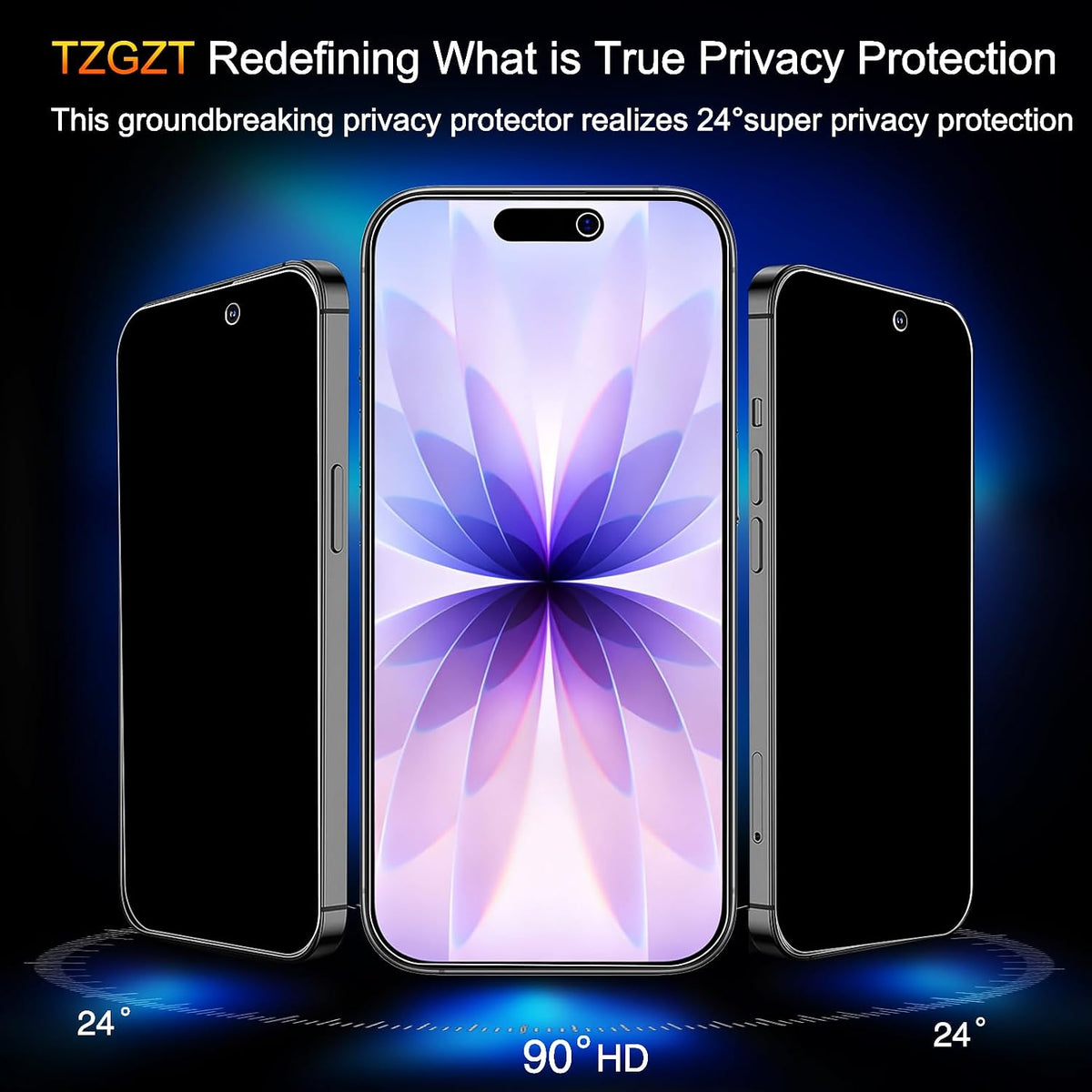 TZGZT 3 Pack Privacy Screen Protectors for iPhone Duo, Tempered Glass