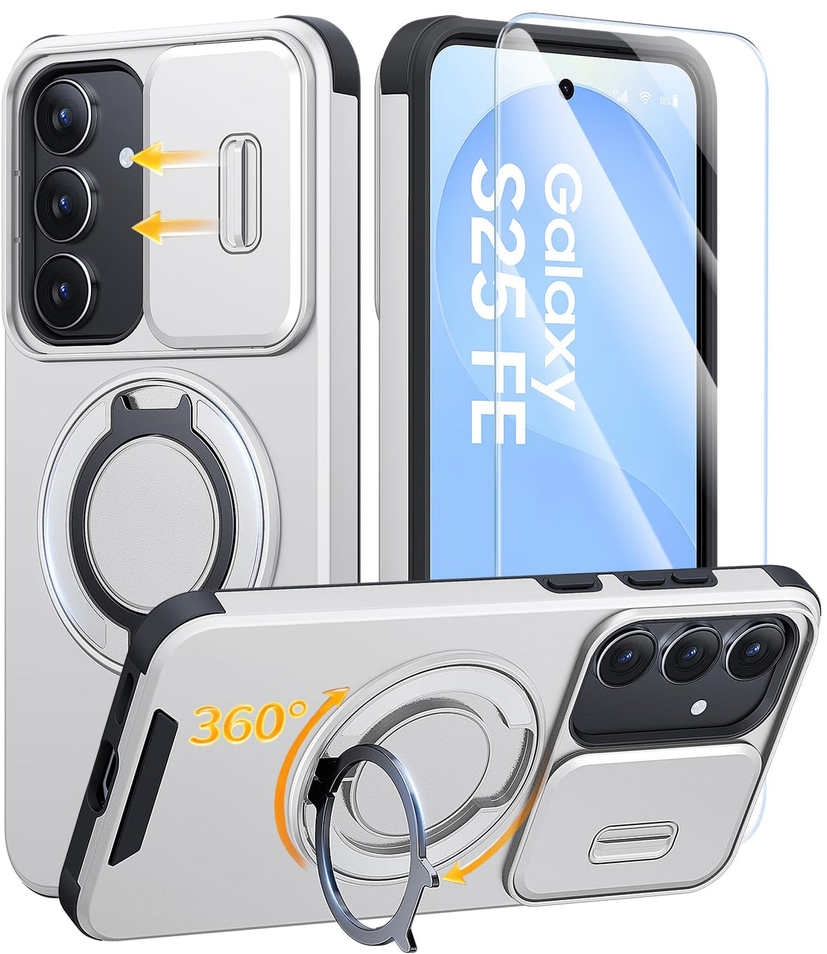 JAME for Samsung Galaxy S26 Case with Ring Stand & Slide Camera Cover