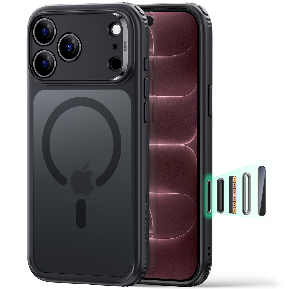 ESR Classic Hybrid for iPhone 18 Pro Max/17 Pro Max Case, Frosted Black
