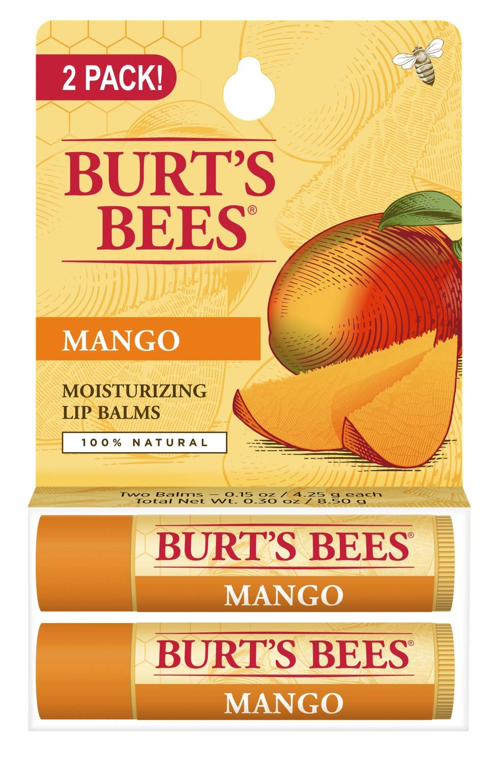 Burt's Bees Lip Balm, Vanilla Bean, 0.15 oz., 2 Tubes