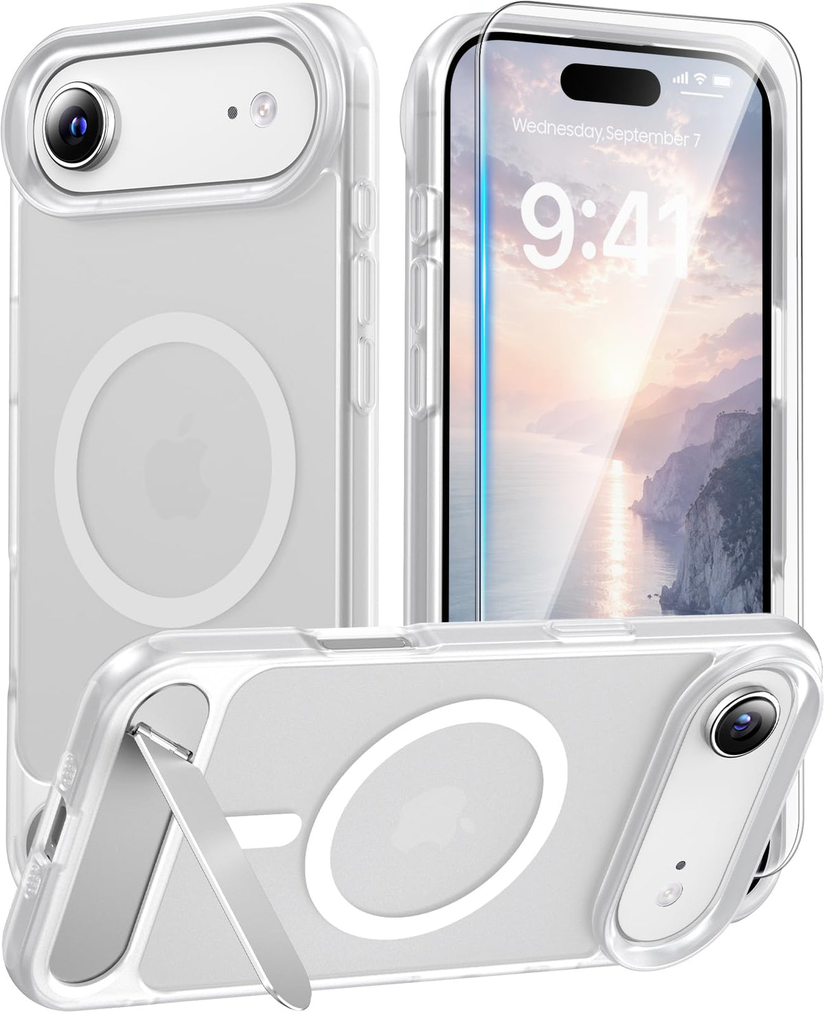 Magnetic for iPhone 16 Pro Case with Stand, Clear Matte