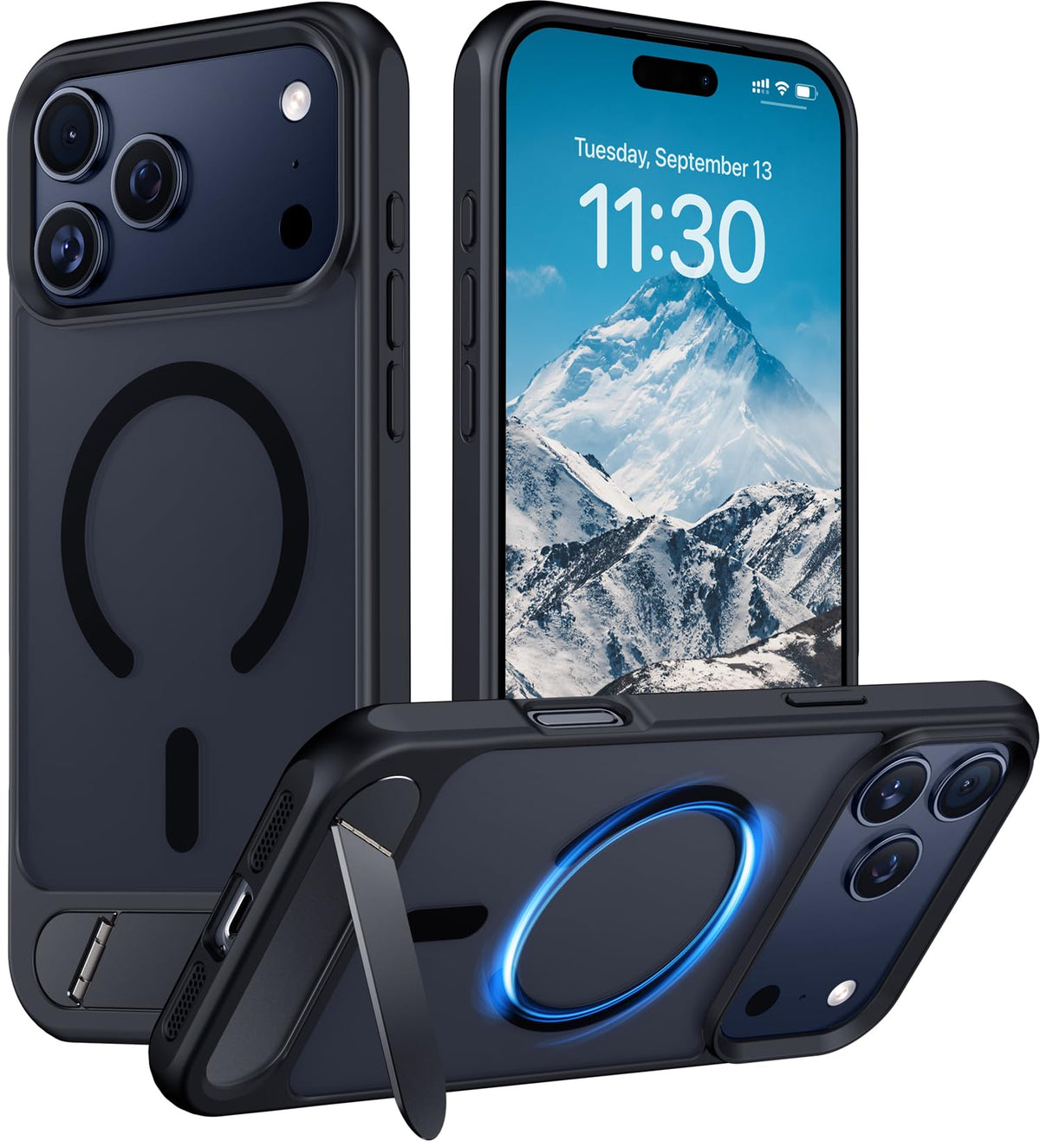 Temdan Magnetic Compatible with iPhone 16 Pro Max Case, [Built-in Invisible Kickstand][Compatible with MagSafe] [Military Grade Shockproof] Slim Translucent Matte Phone Case for iPhone 16 Pro Max 6.9"
