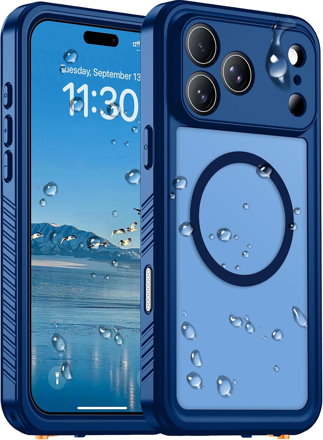 Temdan Compatible with iPhone 17 Pro Case,Waterproof Built-in Screen & Camera Protector IP68 Underwater Full Body 17FT Military Dropproof Shockproof Phone Case 6.3"-Blue/Clear