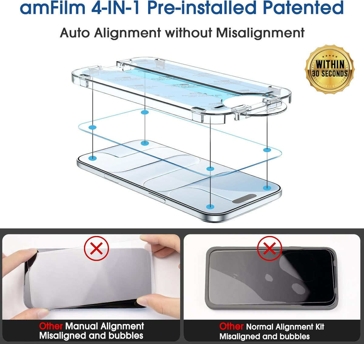 amFilm OneTouch for iPhone 18 Pro Max 6.9'' Screen Protector Tempered Glass