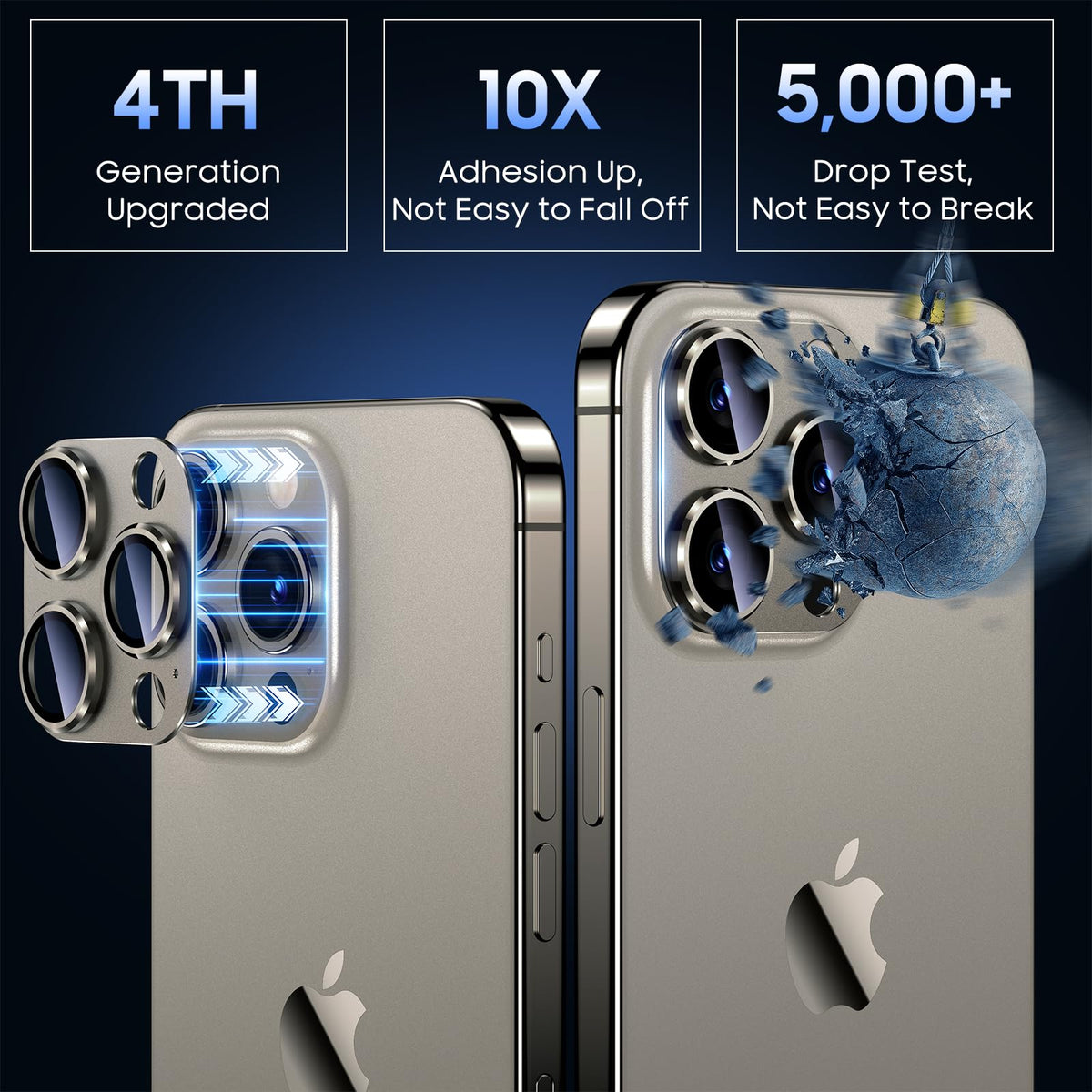 Uyiton for iPhone 18 Pro Camera Lens Protector, Metal Frame Glass Cover