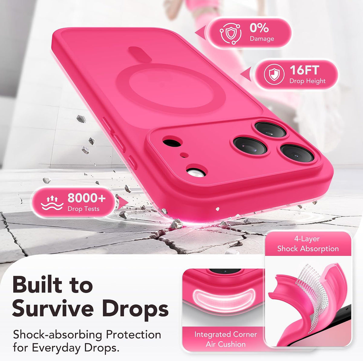 Magnetic Shockproof for iPhone 18 Pro & iPhone 17 Pro Case, Sunset Orange