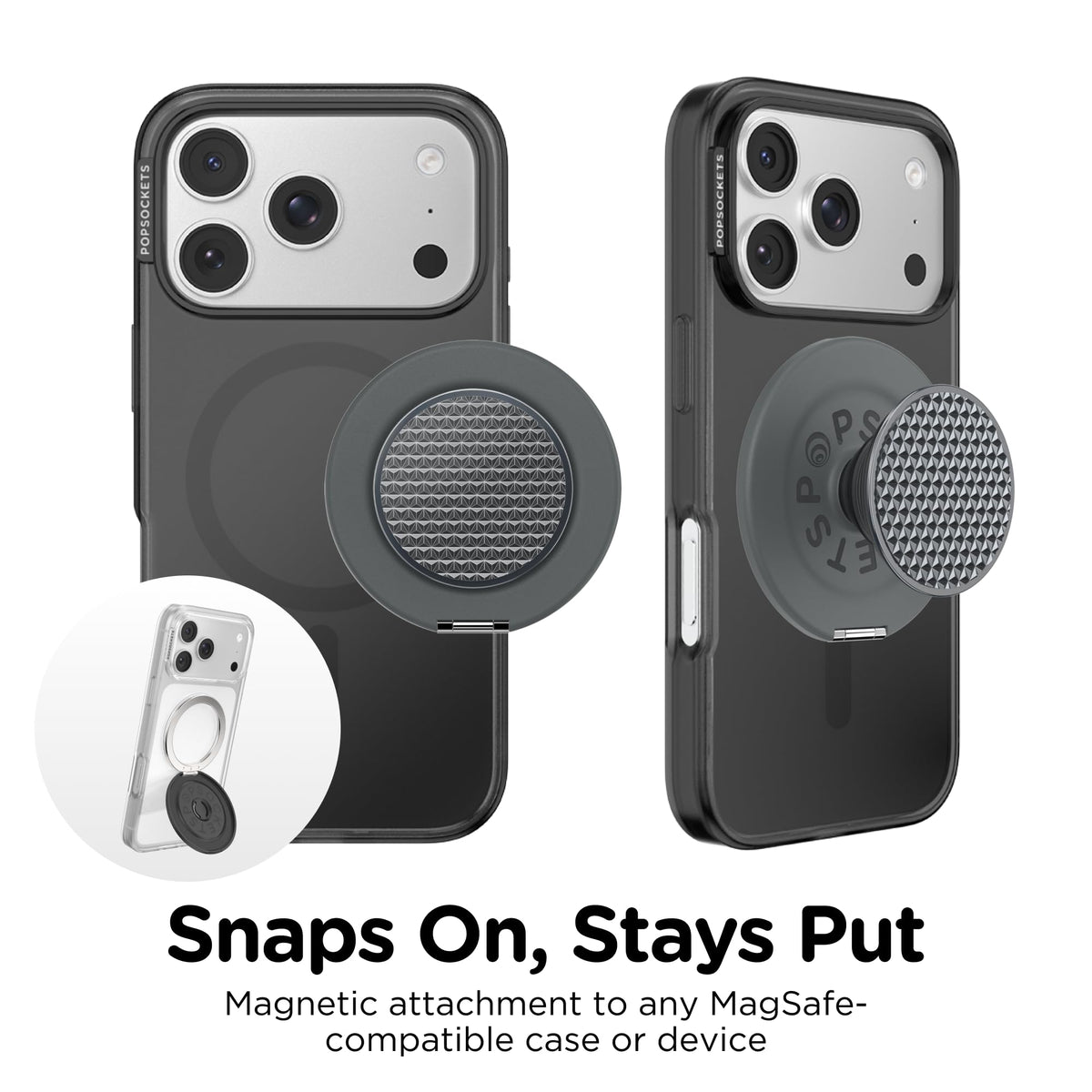 PopSockets Adhesive Phone Grip, Holder- Black