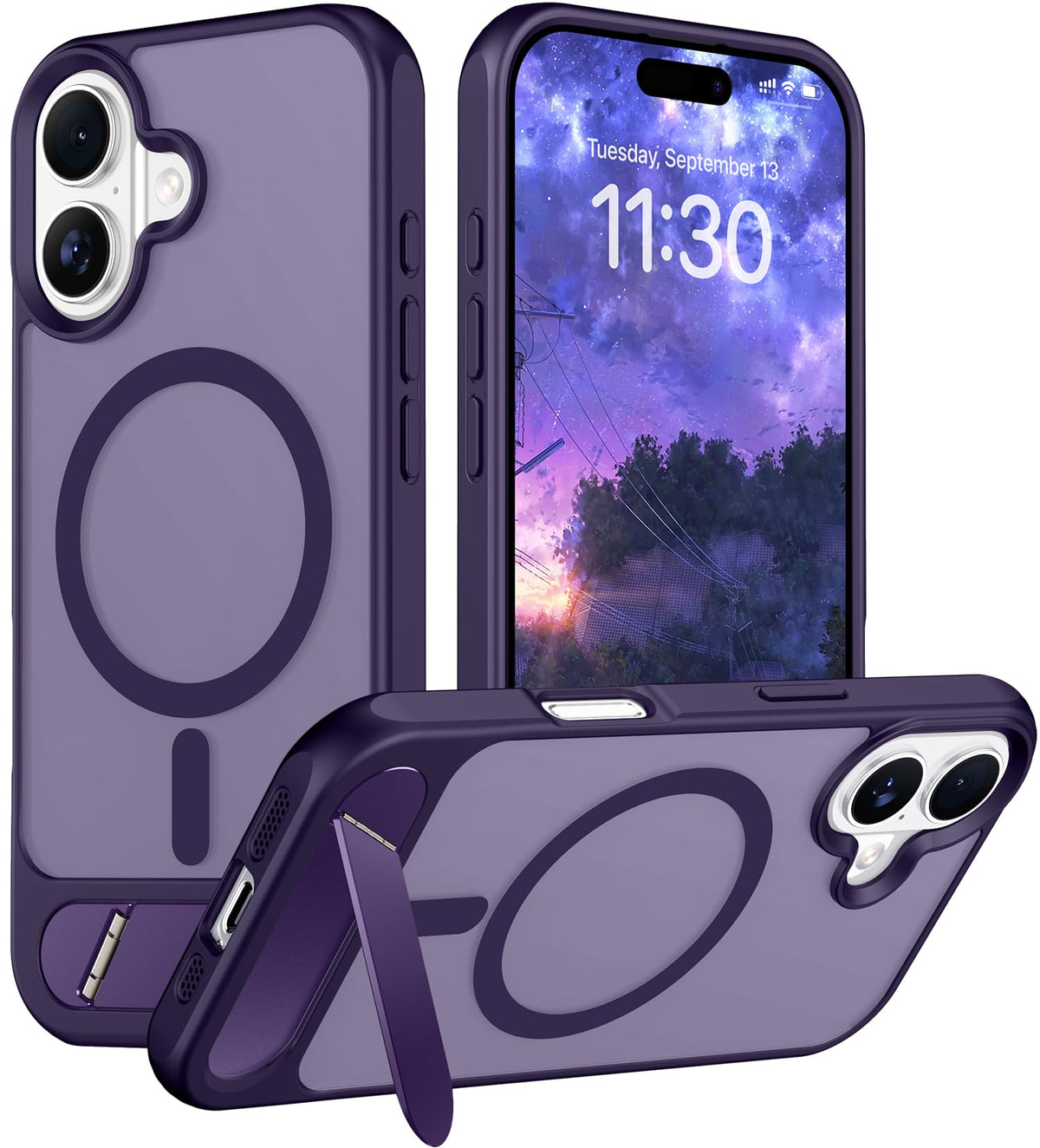 Temdan Magnetic Compatible with iPhone 16 Pro Max Case, [Built-in Invisible Kickstand][Compatible with MagSafe] [Military Grade Shockproof] Slim Translucent Matte Phone Case for iPhone 16 Pro Max 6.9"