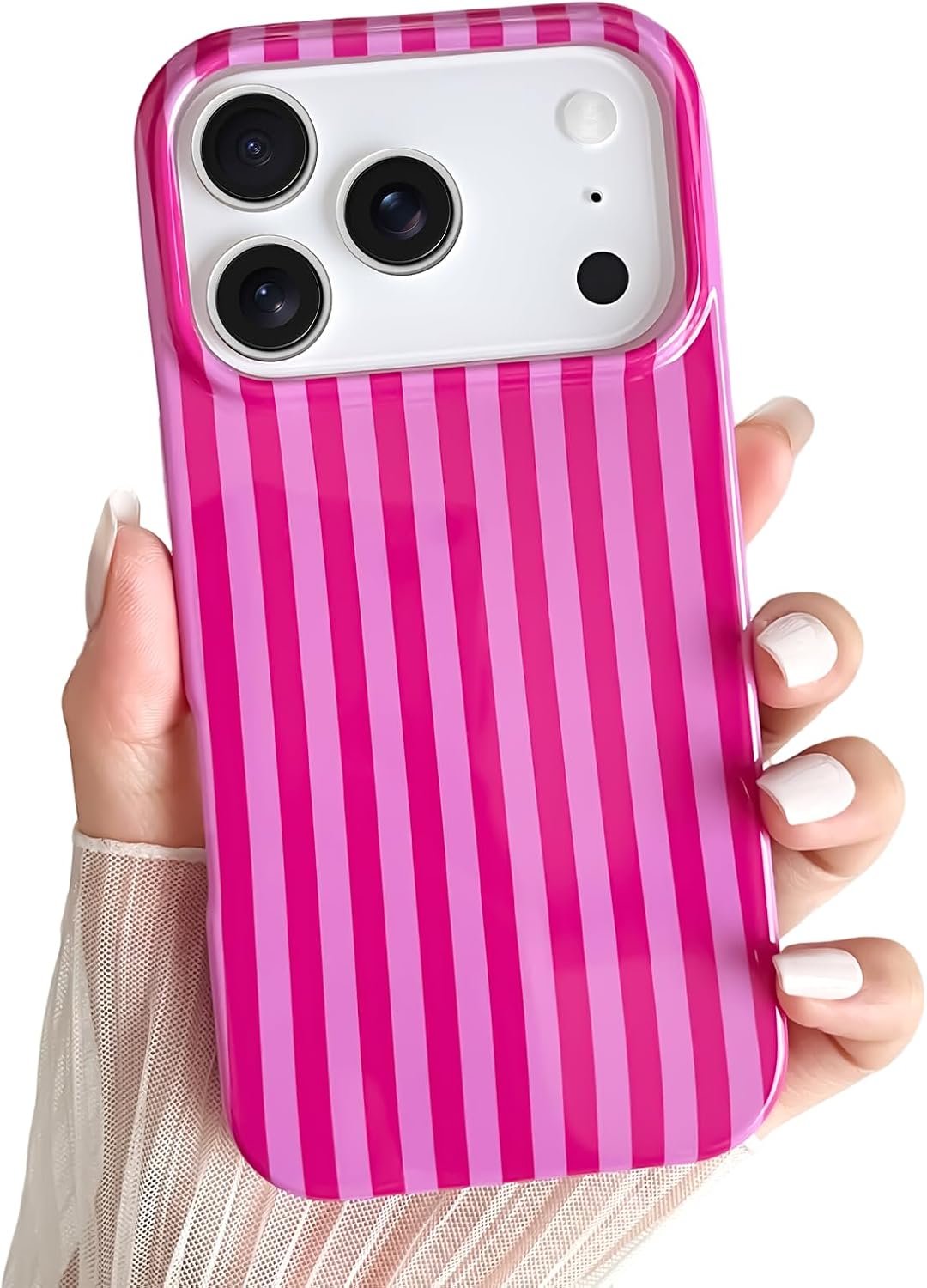 Yeddabox for iPhone 17 Pro Max Case Cute Striped Phone Case Soft TPU Slim Shockproof Phone Cover for Women Girls, Pink