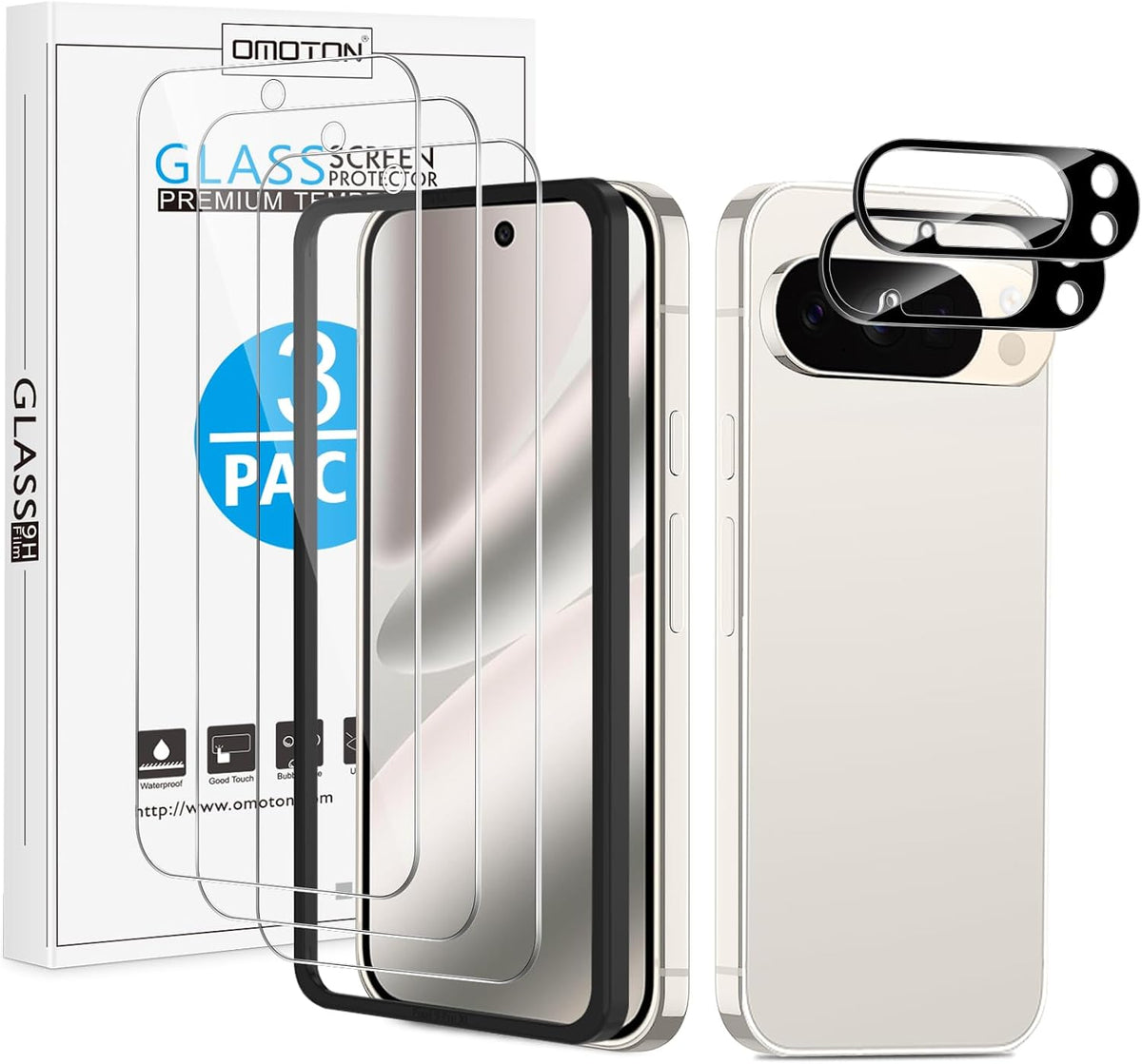 OMOTON 3+2 Pack for Google Pixel 11 Screen Protector 6.3-inch