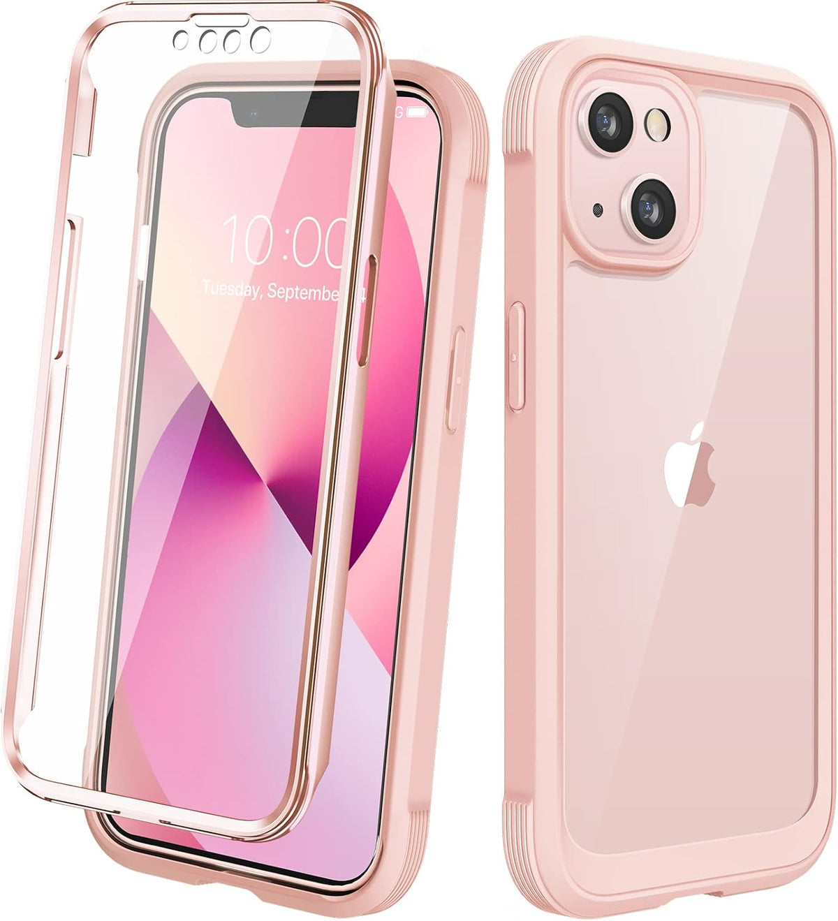 Diaclara Designed for iPhone 15 Plus Case 6.7 Inch, Full-Body Clear Bumper Cases w/Built-in Screen Protector, 360 Protective Rugged Case + Glass Camera Lens Protector,Mint Green