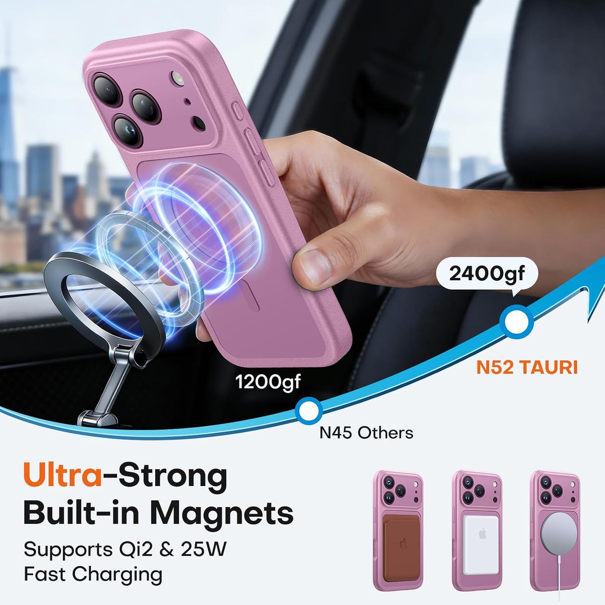 TAURI for iPhone 16 Pro Max Case, Compatible with MagSafe, Purple