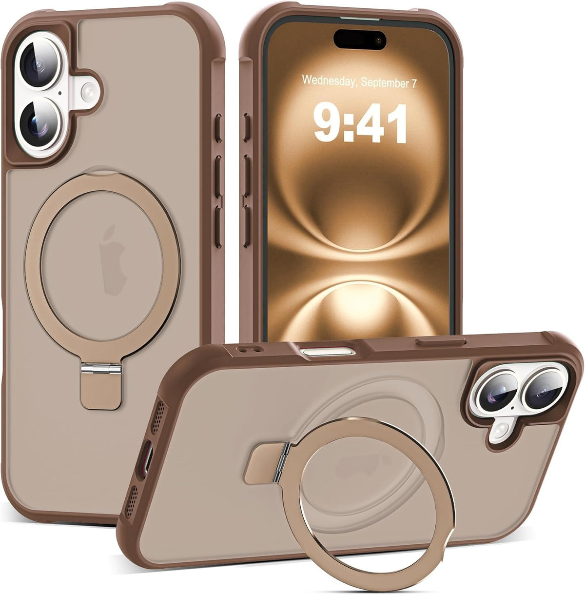SKYLMW Compatible with iPhone 16 Pro Max Case with Stand,Rose