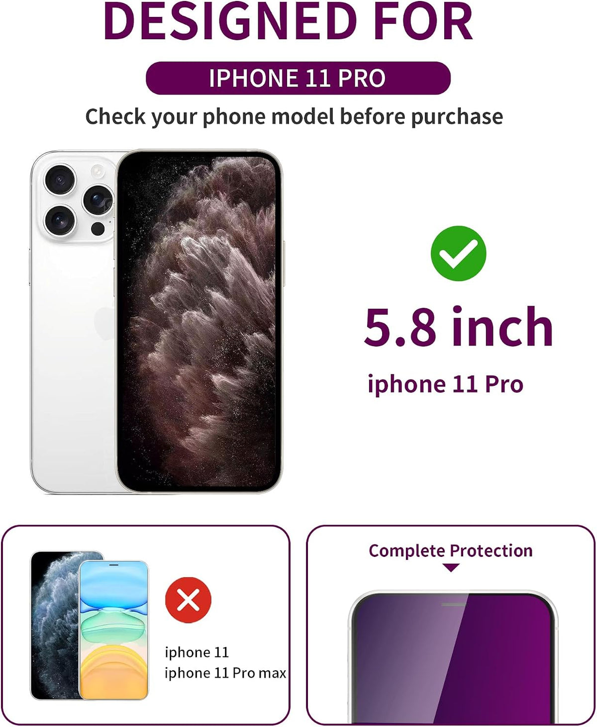2 Pack Privacy Screen Protector for iPhone 13 Pro Max/14 Plus