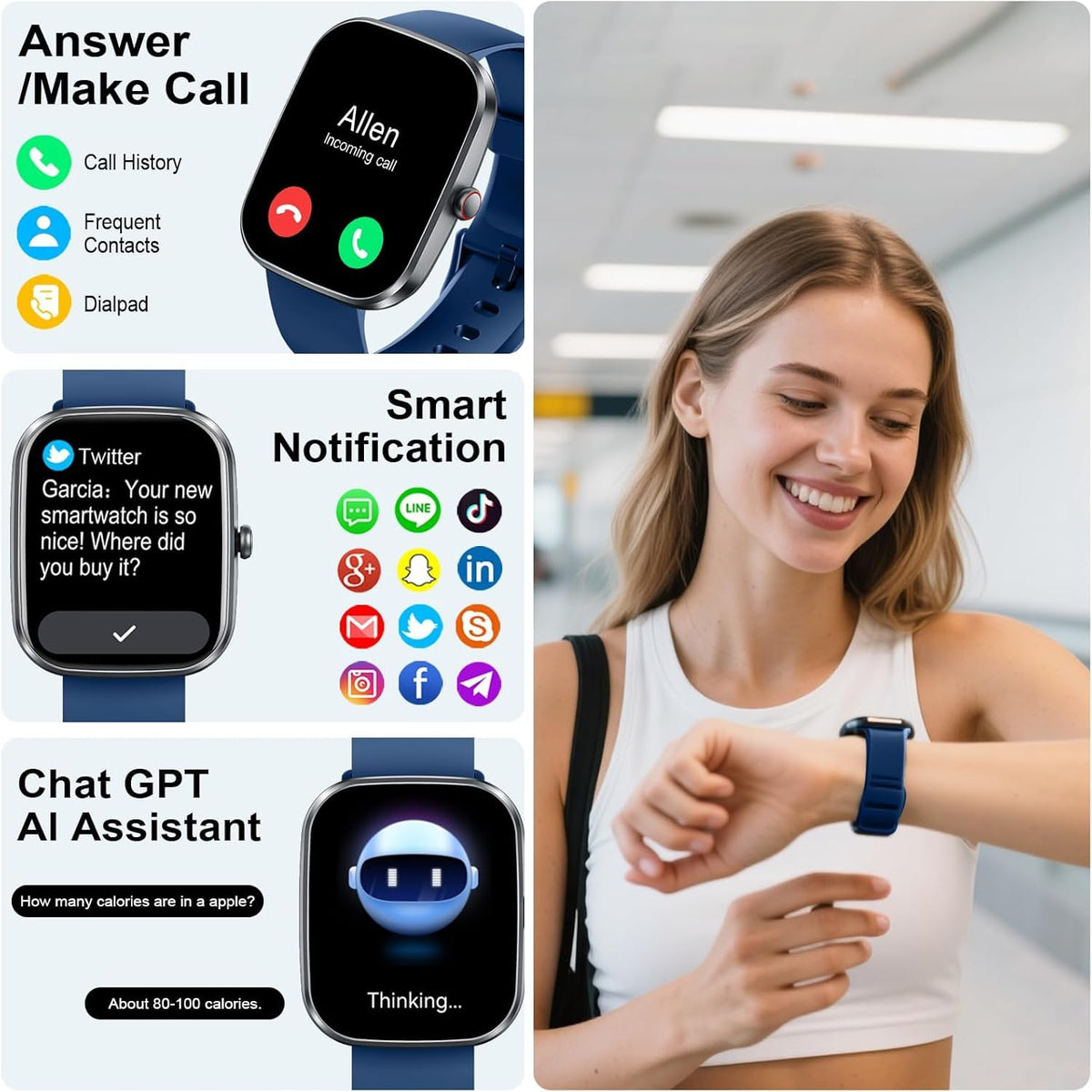 Motast Smart Watch, Fitness Tracker 1.69'' HD for Men Women,