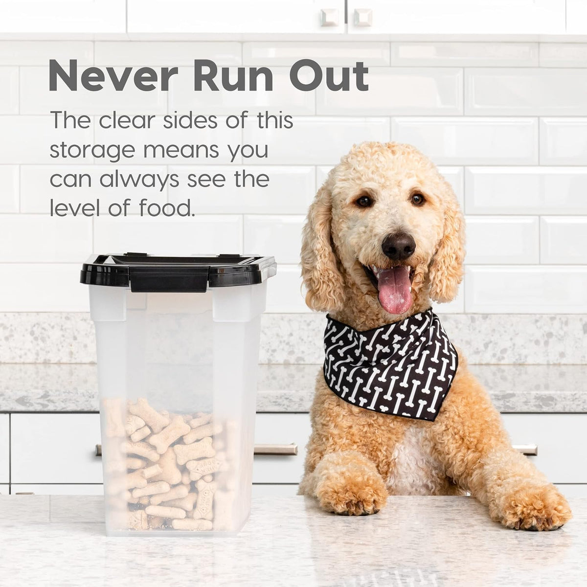 IRIS USA Dog Food Storage Container, Airtight, 30 lb Capacity, Wheels