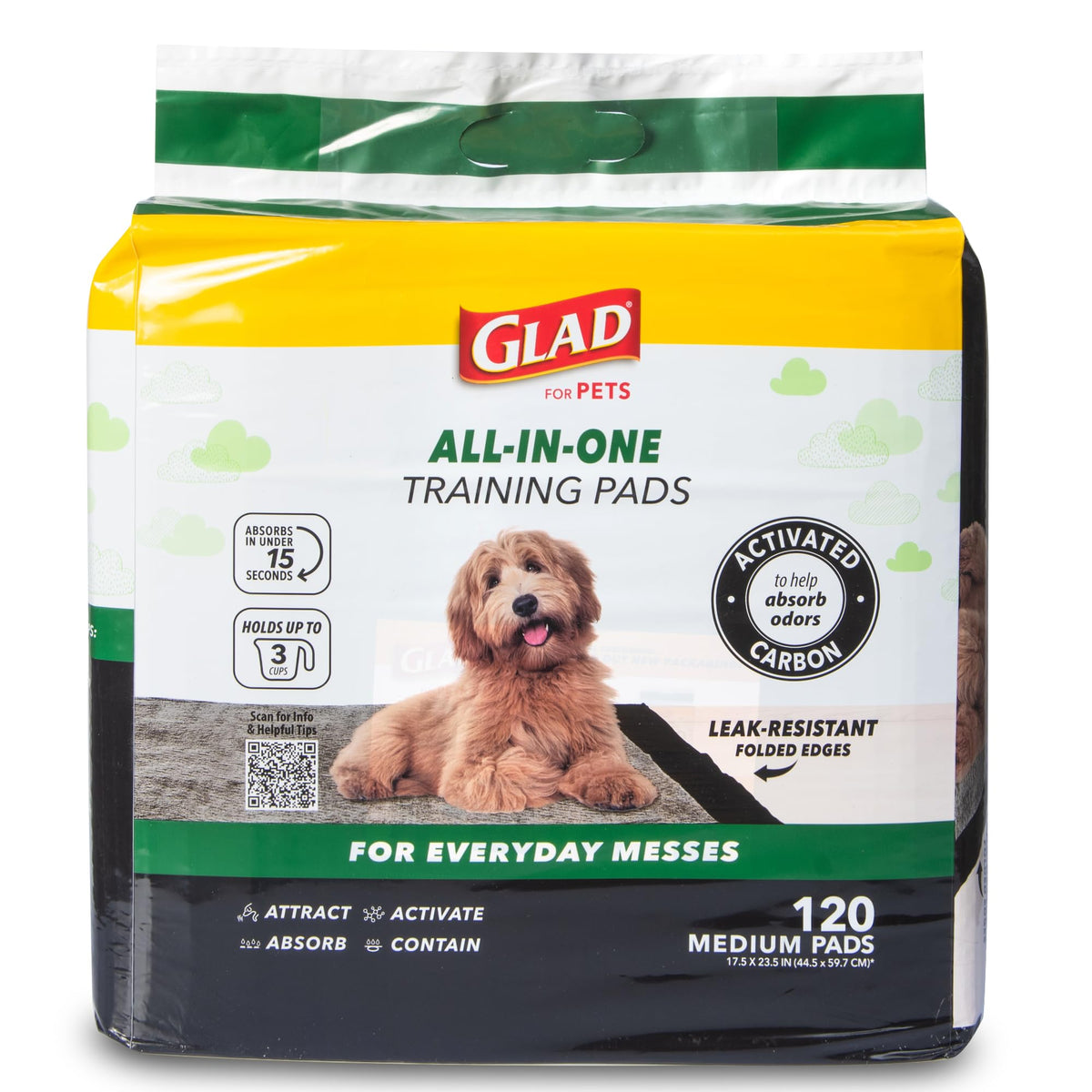 Glad for Pets, Activated Carbon, Large Puppy Pads, Dog Pee Pads, 150 Count