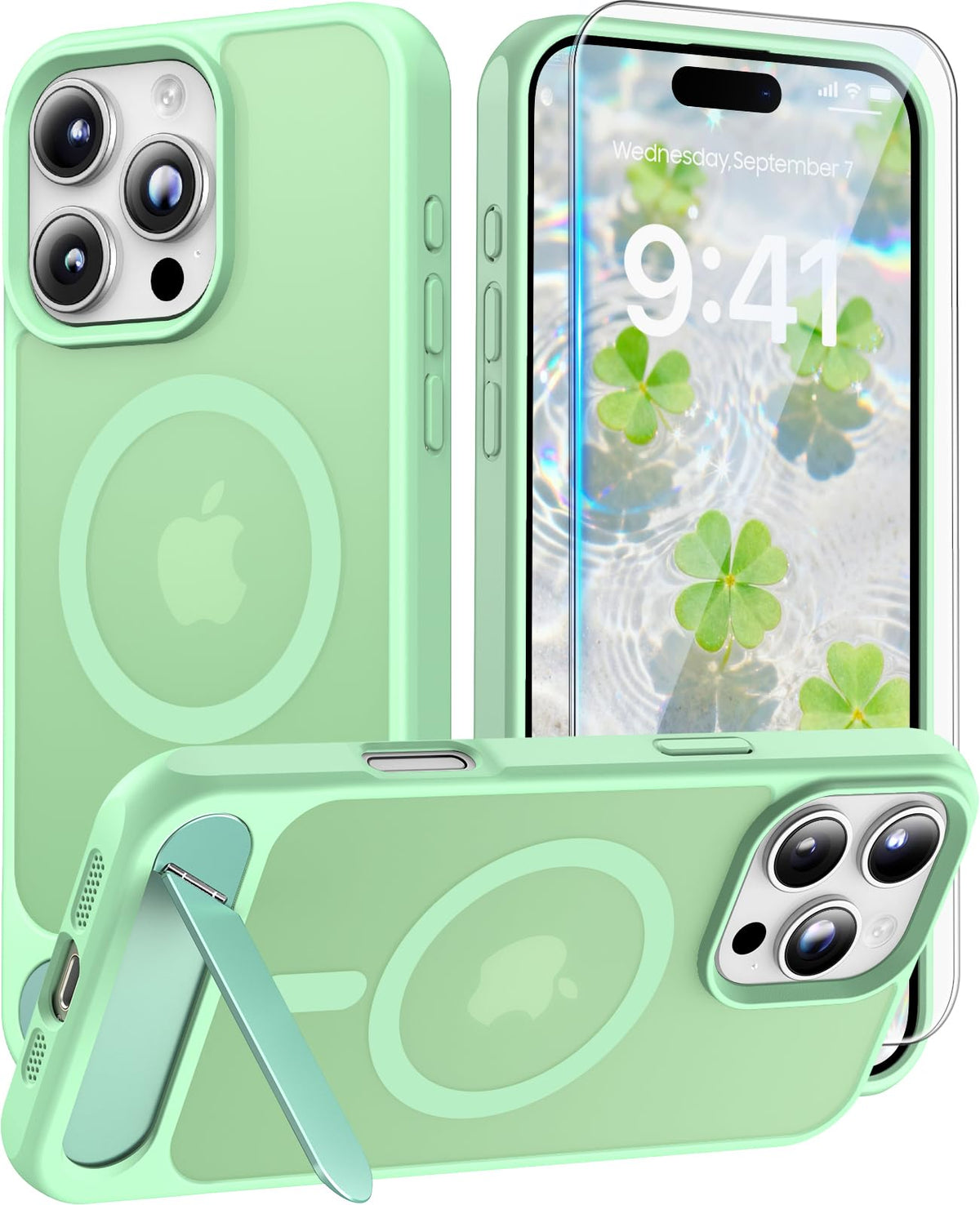 Magnetic for iPhone 16 Pro Case with Stand, Clear Matte