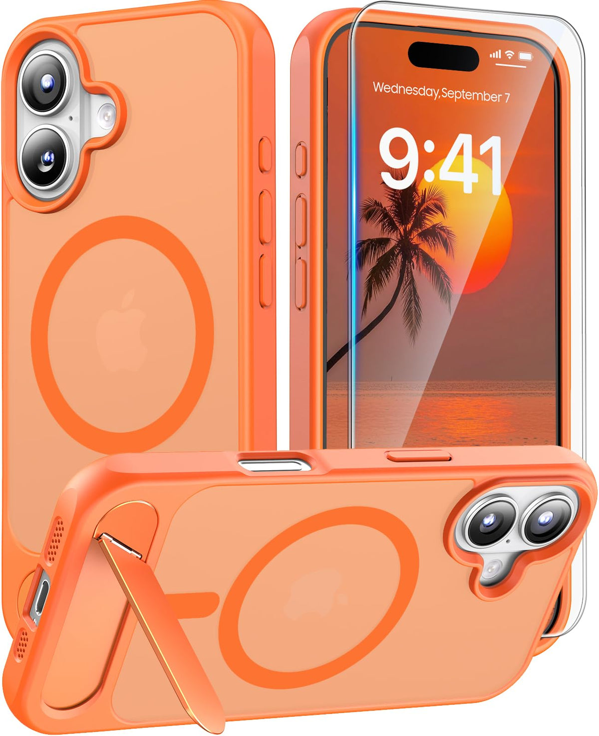 Magnetic for iPhone 16 Pro Case with Stand, Clear Matte