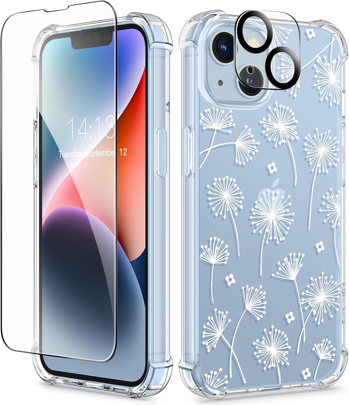 GVIEWIN for iPhone 11 Case Floral, Screen Protector & Camera Lens Protector