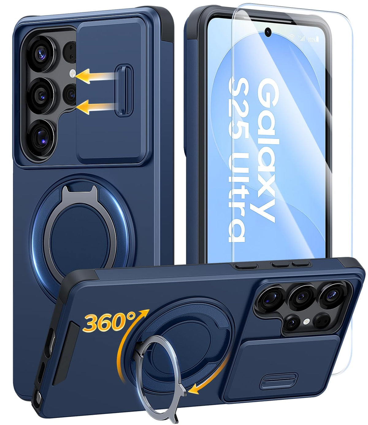 JAME for Samsung Galaxy S26 Case with Ring Stand & Slide Camera Cover