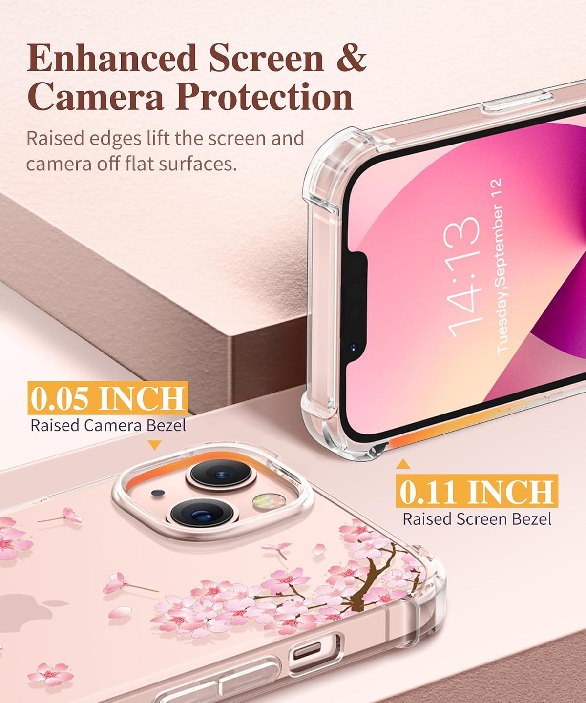 GVIEWIN for iPhone 11 Case Floral, Screen Protector & Camera Lens Protector